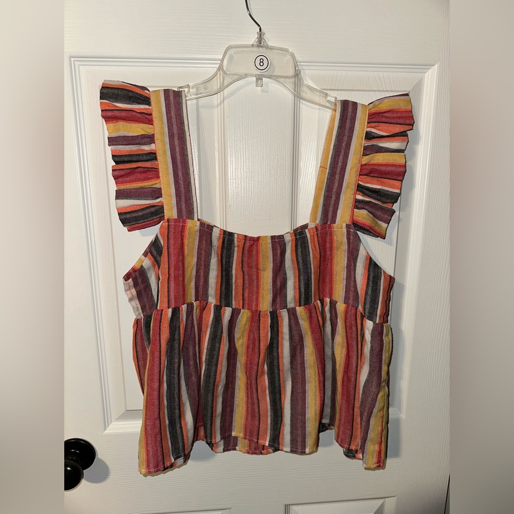 Multicolored Striped SHEIN Ruffled Top - Picture 2 of 3